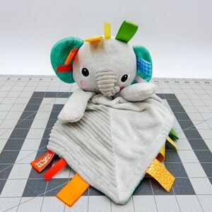 Bright Starts Taggies Elephant Lovie Lovey Stuffed Blanket Plush Baby Gray